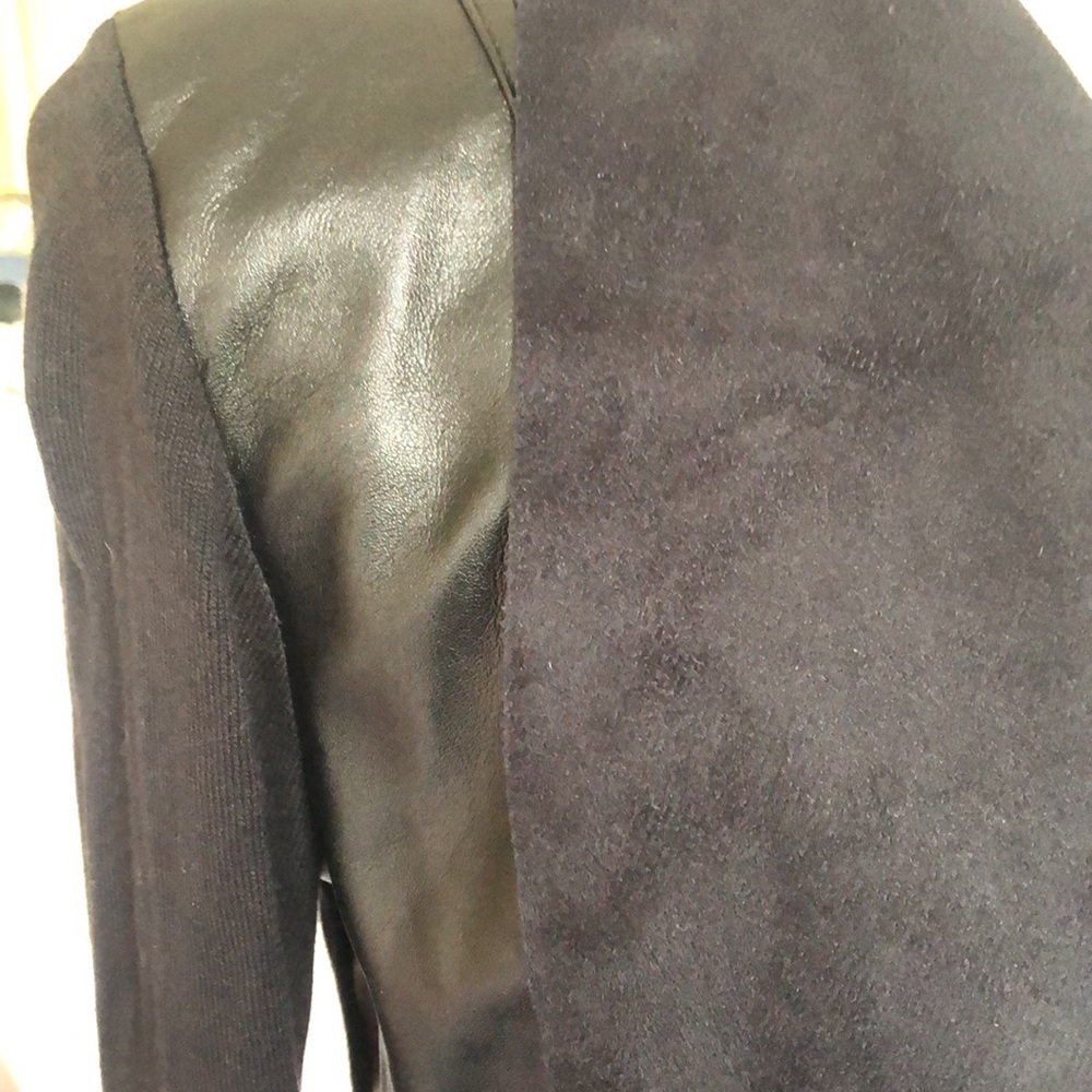 Michael Kors Black Faux Leather & Suede open Blazer/cardigan Size Medium - Picture 7 of 12